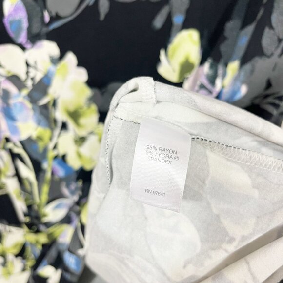 NEW J. Jill Wearever Collection Black Floral Dress Scoop Neck Size Medium Petite - Picture 4 of 6